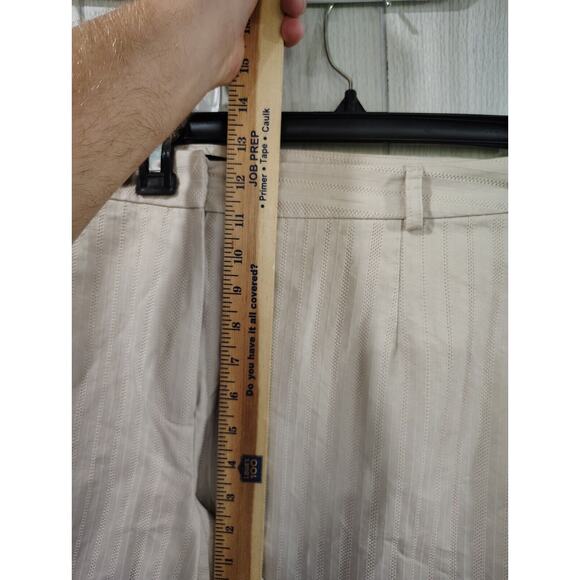 Briggs New York Women's Beige Striped Wide Leg Pants Plus Size 22W 100% Cotton - Picture 8 of 8